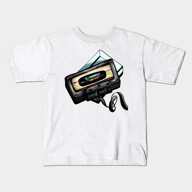 Tape Recorder Kids T-Shirt by AlexandraBowmanArt